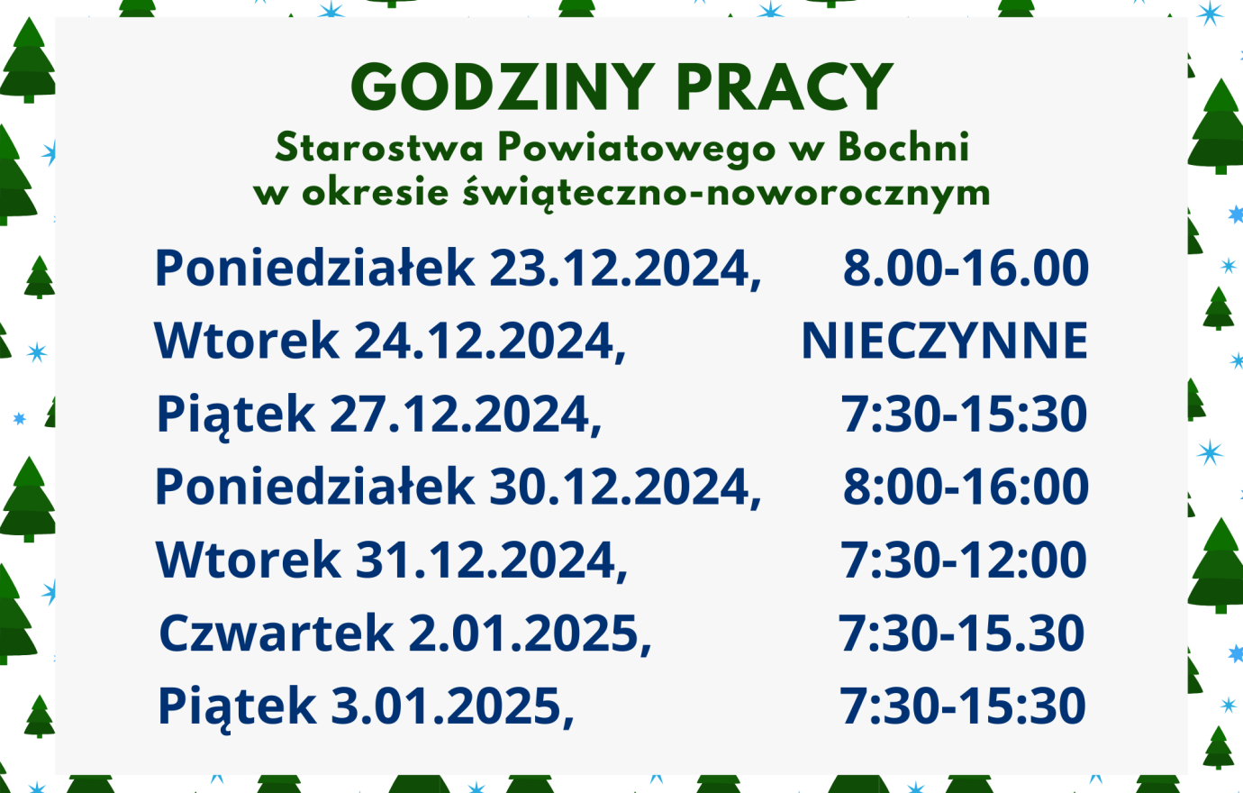 Godziny pracy Starostwa