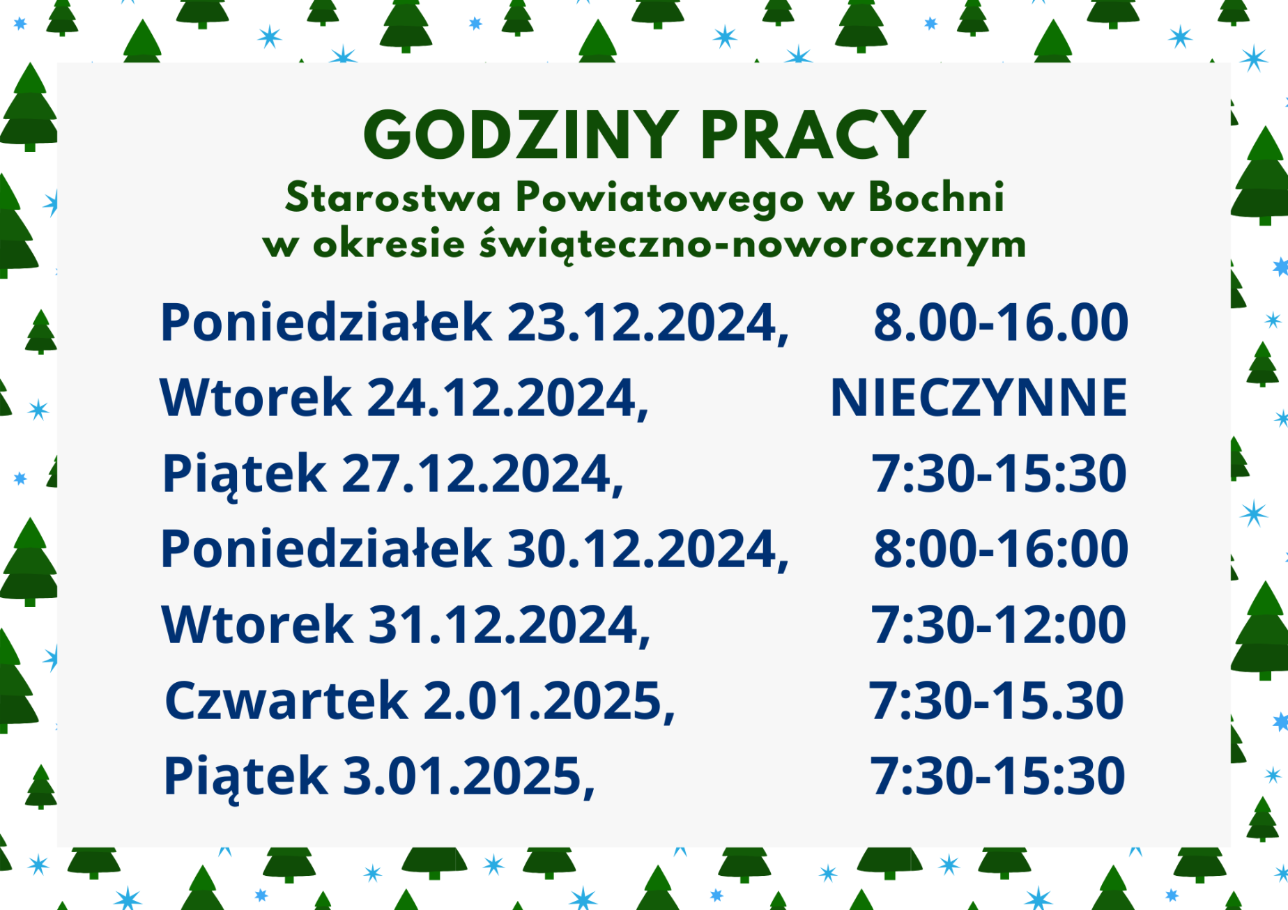 Godziny pracy Starostwa